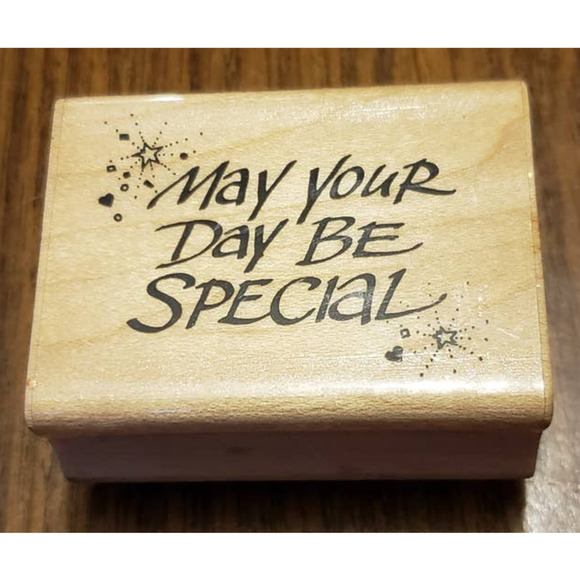 Hero Arts May Your Day Be Special Script Wood Mounted Rubber Stamp D660 - Picture 1 of 8